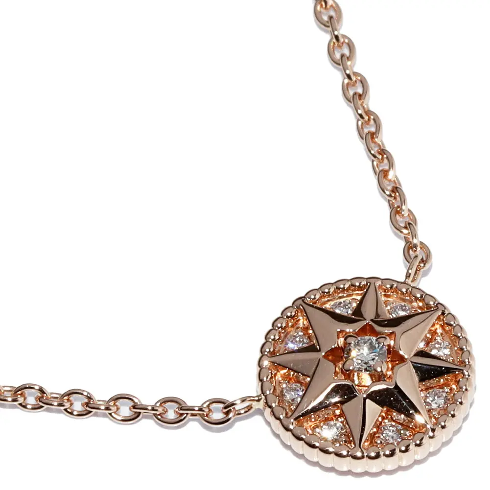 Christian Dior K18PG Rose des Vents Pendant Necklace JRDV95187_0000