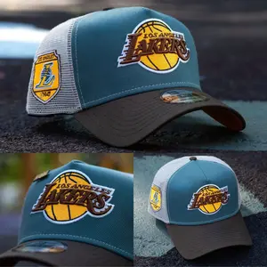 New Era NBA Los Angeles Lakers Black 9FIFTY Snapback Cap- Basketball Flat Brim Cap Embroidered Logo Adjustable Hip Hop Streetwear Hat, #cap