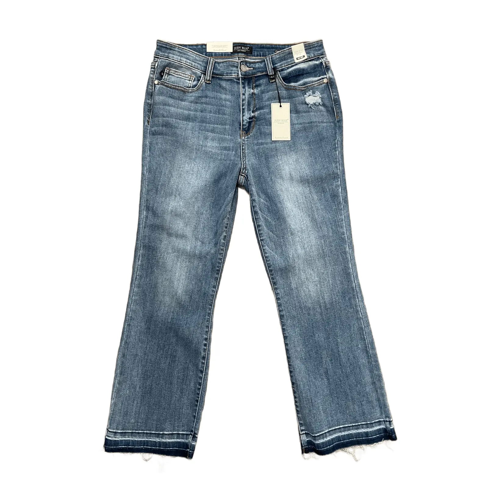 Judy Blue Midrise Release Hem Cropped Bootcut Jeans