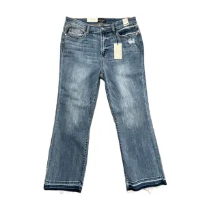 Judy Blue Midrise Release Hem Cropped Bootcut Jeans