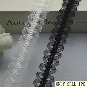5meters/16.4ft Handmade Dress Wedding DIY Craft Lace Organza Ear Straps with Trim, Perfect for Customization and Creative Projects