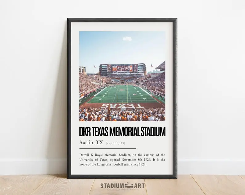DKR Texas Memorial Stadium Print, Texas Longhorns Poster, Seat View, Modern Art, Football Wall Art Decor, Game Day Keepsake Decoration Artwork