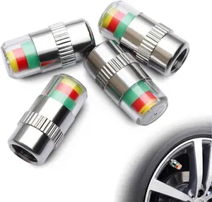 4 Pack Car Tire Pressure Warning Valve Stem Caps, 3 Color Visual Alert Tire Pressure Indicator Caps with 36PSI/2.4Bar Warning Threshold, Universal Tire Monitor Sensor Caps Fits Most Automobiles