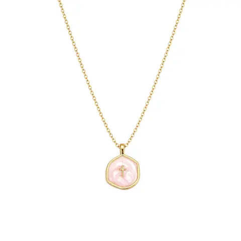 Dearmay Women's Oil-Drip Look Cross Pendant Necklace with Cross Chain Design, Faith-Inspired Unisex Costume Jewelry for Casual Wear (EG))