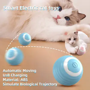 1 Smart Cat and Dog Toy Automatic Rolling Ball Electric Self-Propelled Kitten Toy Ball Indoor Interactive Cat Accessory Pet Smart Toy, USB Rechargeable