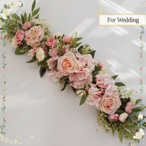 Artificial rose garlands for wedding and engagement arches, plastic spring flower decorations suitable for ceremony signs and chair embellishments, versatile home decor applicable to various room types, festive decorations suitable for Christmas and Valen