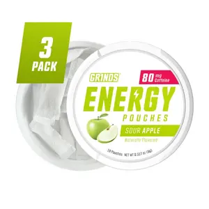 Grinds Energy Pouches - Sour Apple (Pack of 3)