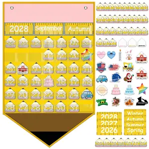 Back to School Classroom Calendar Pocket Chart with 82 Activity Cards, Classroom Learning Circle Time Tool, Teacher Daily Schedule Organizer for Homeschool Preschool Office Supplies