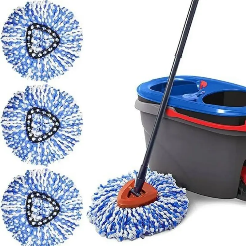 Spin Mop Replacement Heads - Microfiber Thickened Style, 360° Rotating Design for Double-Bucket Triangular Mop, Machine Washable & Easy to Replace, Ideal for Household Floor Cleaning
