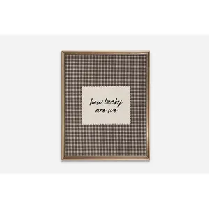 Rustic Brown Gingham How Lucky Are We Hand Written Wall Art Western Trendy Decor Poster (Unframed) (No Frame)