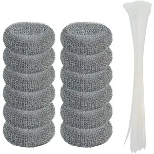 12 Pack Washing Machine Lint Traps with 12 Nylon Cable Ties, Wobe Laundry Mesh Washer Sink Drain Hose Screen Filter The Laundry Water Lint Trap Snare Net Rustproof Lint Catcher