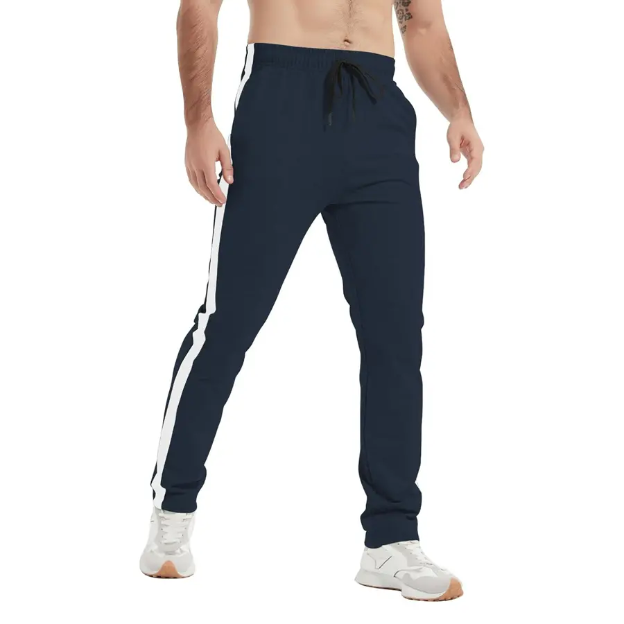 Idtswch 34/36/38/40 Long Inseam Men's Tall Striped Sweatpants Workout Training Lounge Joggers Pants with Pockets