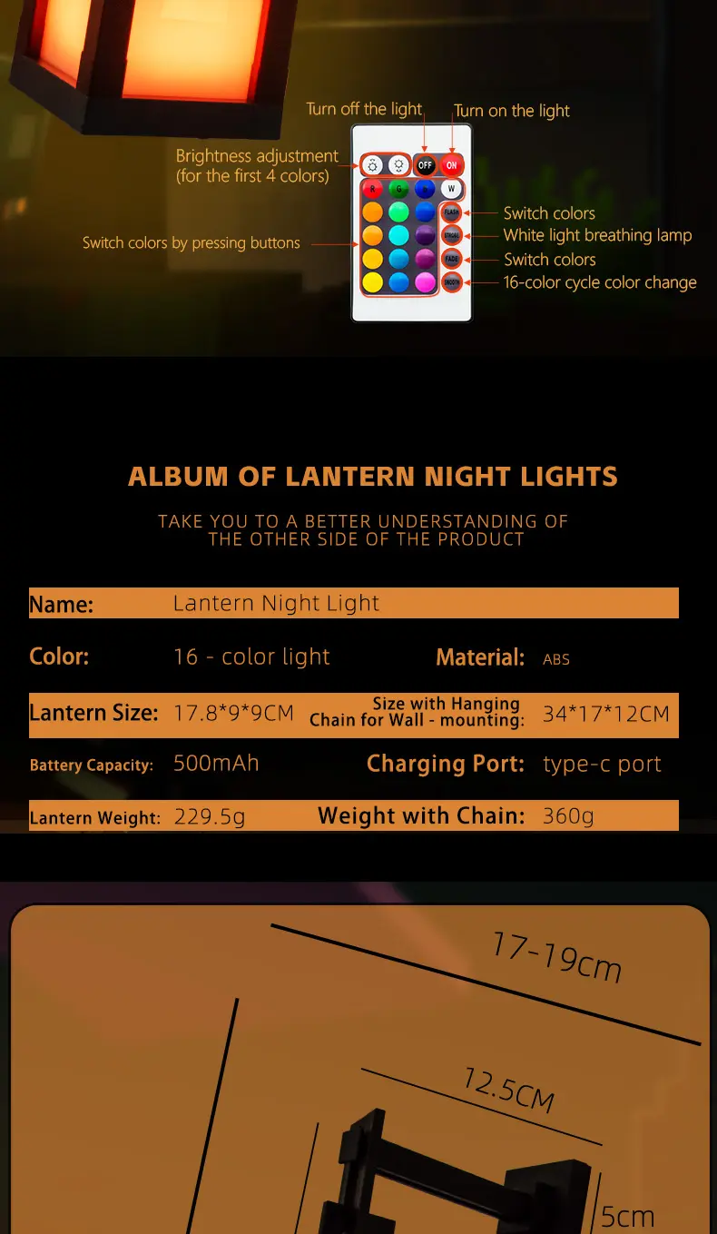 Product Introduction of DIYCOM Funny Pixel Soul Lantern Night Lamp RGB Changing Light Rechargeable Remote Control Handmade Design Four Lighting Modes for Bedroom Gaming Space Halloween Party Decoration Creative Birthday Gift 16 Color Remote Control Version 8