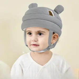 Baby Learning To Walk Helmet, Protects Baby's Head, No Protrusions, Soft Padding, Bonnet With Bunny Ears, Infant Safety Headgear, Suitable for Toddlers Aged 1-2 Years and 6-12 Months (gray)