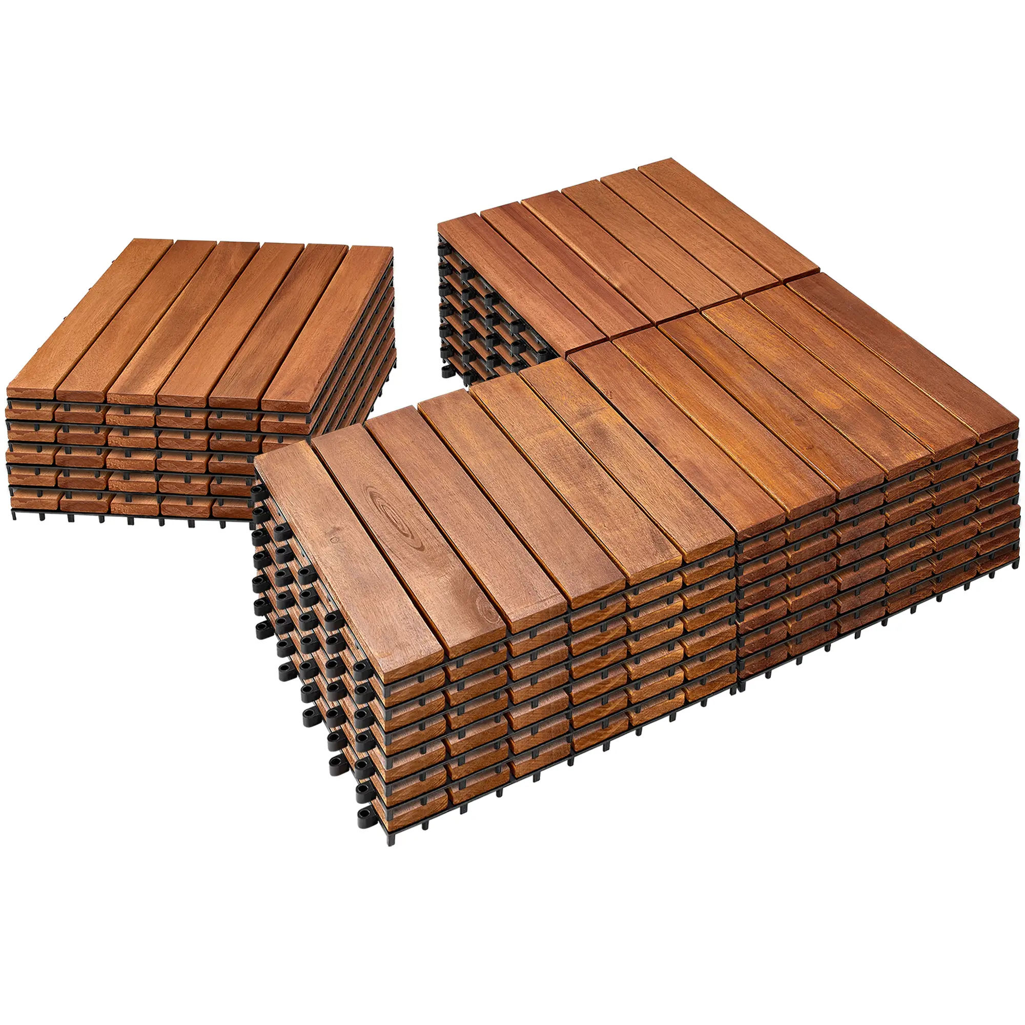 BuxWellBang 27 PCS FSC Certified Acacia Wood Interlocking Deck Tiles - 12"x12" Waterproof Patio Flooring for Indoor/Outdoor Use, Ideal for Balcony, Ba