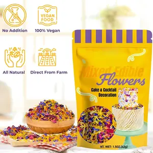 4 Natural Dried Flower Petal Mix (1.5 Oz), Edible Flower, Used for Cocktail, Cake Decoration, Soap Making, Ice Cream... Including Rose Petals, Cornflower, Osmanthus and Marigold