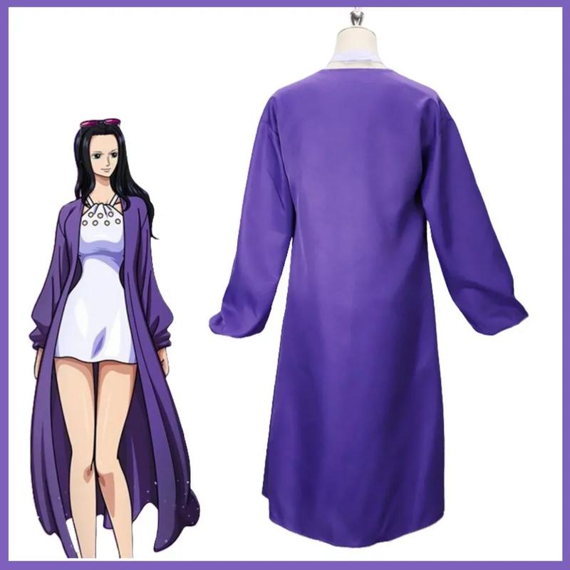 2026 Halloween Costume de Cosplay Anime Nico Robin, manteau violet Miss Allsunday, robe à bretelles châle, perruque pour Gifts