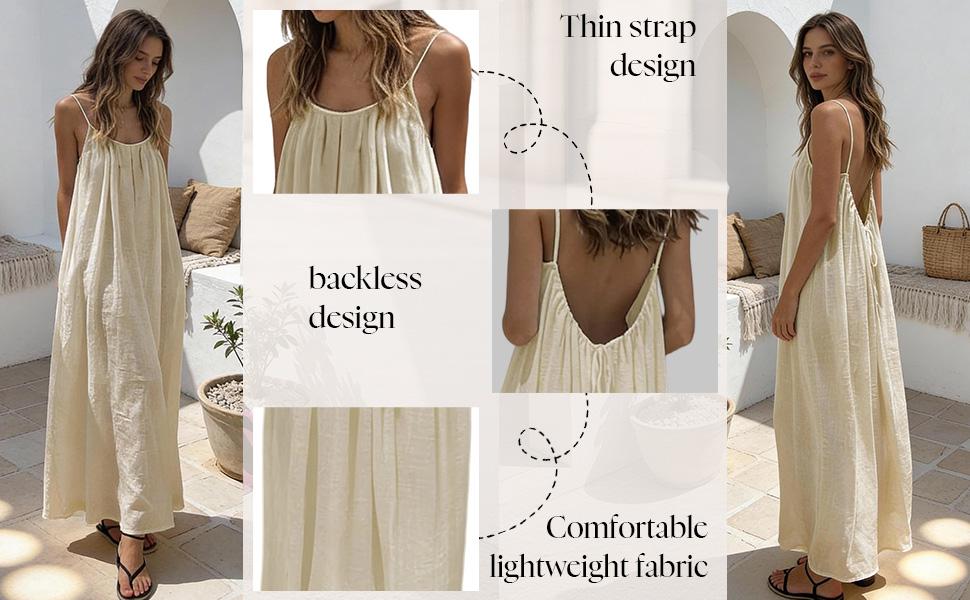 2026 New Color Backless Cami Dress Backless Dress House Dress for Women Sleeveless Long Cami Lounge Dress Backless for Indoor Summer Wear