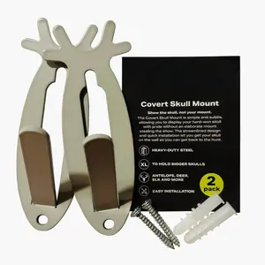 Mountain Mike's Skull and Head Mount for Hanging Deer, Antelope, or Small Game |   Made from Powder-Coated Steel in Cool Grey Hue Color |   Anchors and Screws Included (2 Pack)