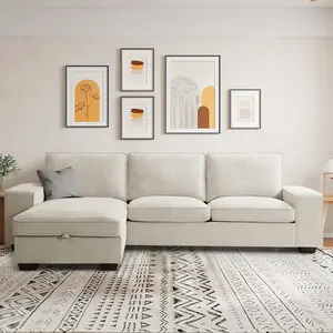 ASHOMELI 99“ Convertible Sectional Sofa,L Shaped Couch,Multi-Functional Reversible Sofa with USB and Type-C Charging Ports, Storage Space, Breathable Fabric