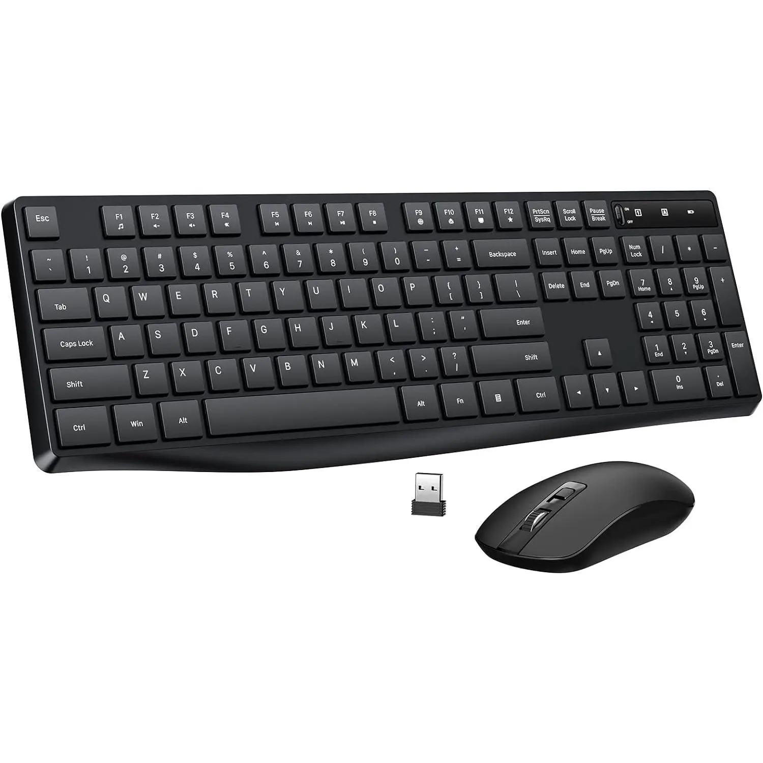 Keyboard and  Combo,  2.4G Full-Sized  Keyboard , 3 DPI Adjustable Cordless USB Keyboard and , Quiet Click for Computer/Laptop/Windows/ (1 Pack, Black)