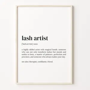 Lash Artist Definition Print Poster No Framed, Dictionary Poster, Quote Wall Art, Lash Tech Art, Gift For Lash Artist, Lash Artist Gift, Gift Ideas