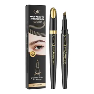 Four Fork Tip Eyebrow Pen Microblading Effect Natural Hair Stroke Waterproof Smudge-Proof Long-Lasting Easy to Apply Beginner Friendly Daily Office Date Makeup for Women Brown Dark Brown Light Brown Shades