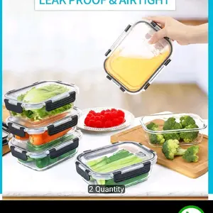 12pcs Airtight Leak-Proof Glass Food Storage Containers with Lids, Meal Prep & Kitchen Pantry Containers, Microwave-Oven-Freezer-Dishwasher Safe Lunch Bento Boxes