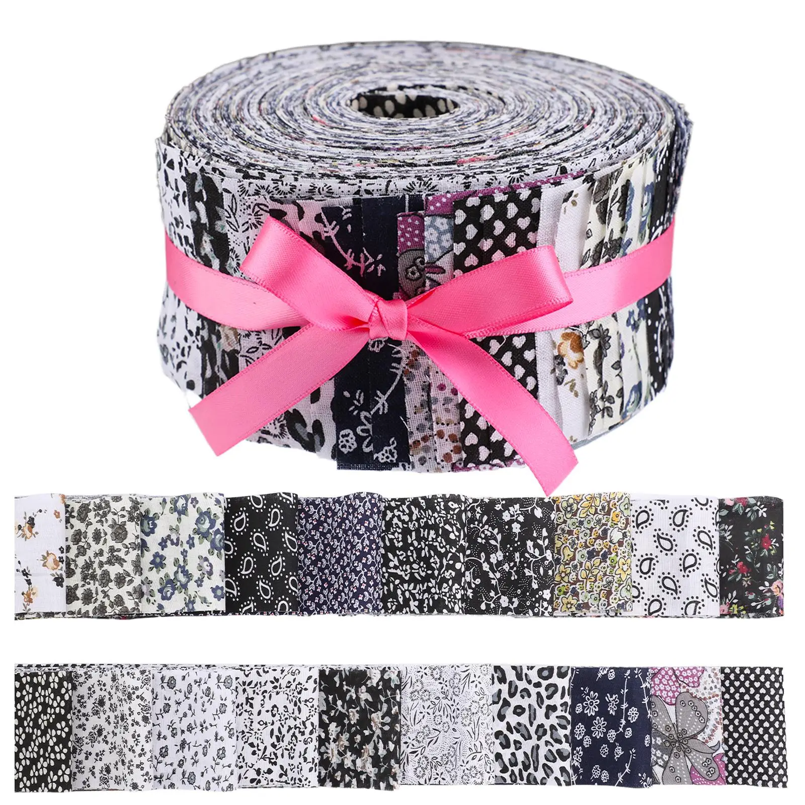 Floral Pattern Textile Fabric Patchwork Roll, 40pcs/set 2.55 Inch Precut Patchwork Roll for Craft Sewing DIY Crafts, Sewing Supplies