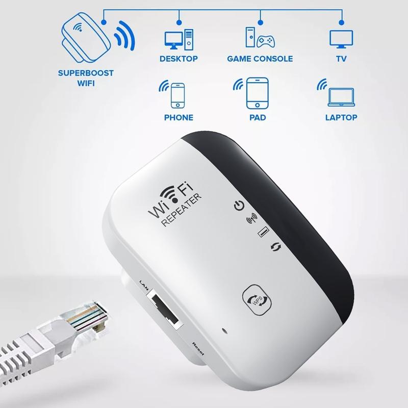 High Speed WiFi Range Extender, 1 Count Wireless Network Repeater, Long Range Wireless Repeater Access Point, Network Components for Home and Office Use, Signal Booster, Portable WiFi, WiFi Control, Wifi Extenders