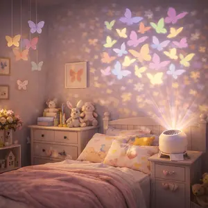 Dynamic Color Butterfly Projection Light, Usb Plug-In, 360 Degree Adjustable Angle, Whole-Room Color Butterfly Light And Shadow, Dynamic Night Light, Suitable For Bedroom And Party Decorations, Home Decor, Christmas And Easter Gift Choice