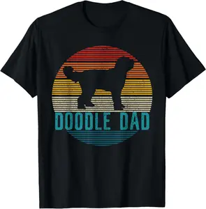 100% Cotton Doodle Dad - Vintage Goldendoodle Dog Owner Funny Gift T-Shirt