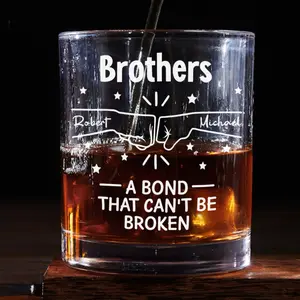Wrappiness A Bond Between Brothers Personalized Whiskey Glass, Funny Gift for Brothers Birthday Keepsake, Men's Day Gift for Him, Male Friendship Custom Name Alcohol Glass