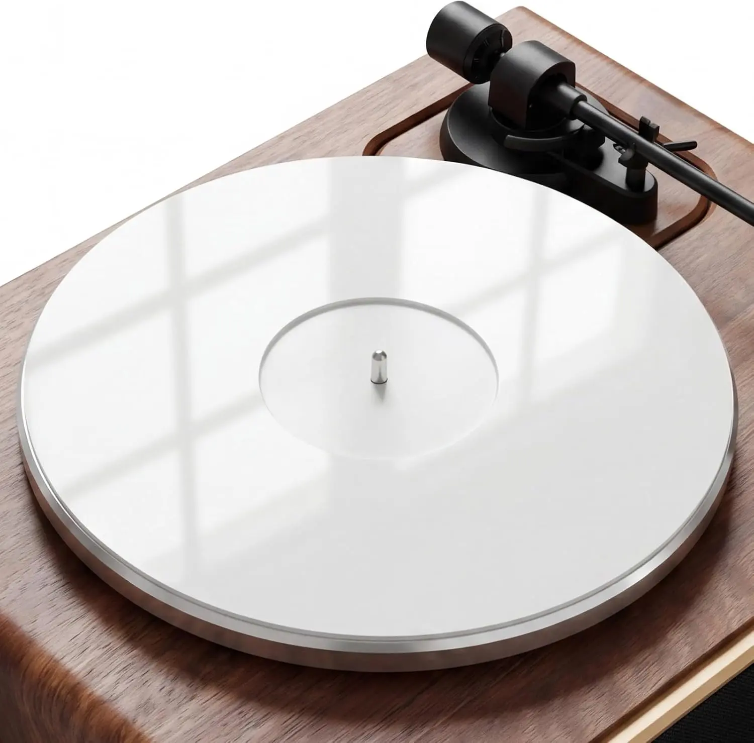 12-Inch Acrylic Turntable Mat, White Anti-Static Hi-Fi Vinyl Slipmat | White acrylic platter mat helps reduce felt-like cling for smooth record handling and a cleaner look on home Hi-Fi turntables