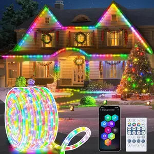 RGB Color Changing Rope Lights Outdoor, 66ft 200LED  String Lights with Remote & APP Control,   Sync Rope Lighting - DIY Flexible Tube LED Lights for Bedroom Garden Wedding