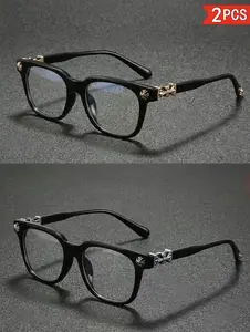 2 pcs Classic Trendy Blue Light Glasses, Unisex, Stylish, Fashion