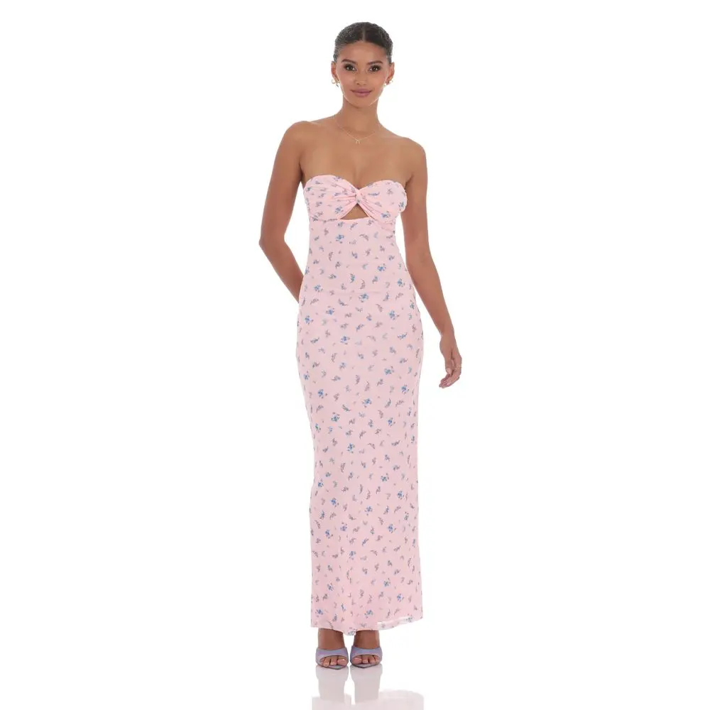 dresser with metal legs Deep-V Cutout Mesh Maxi Dress
