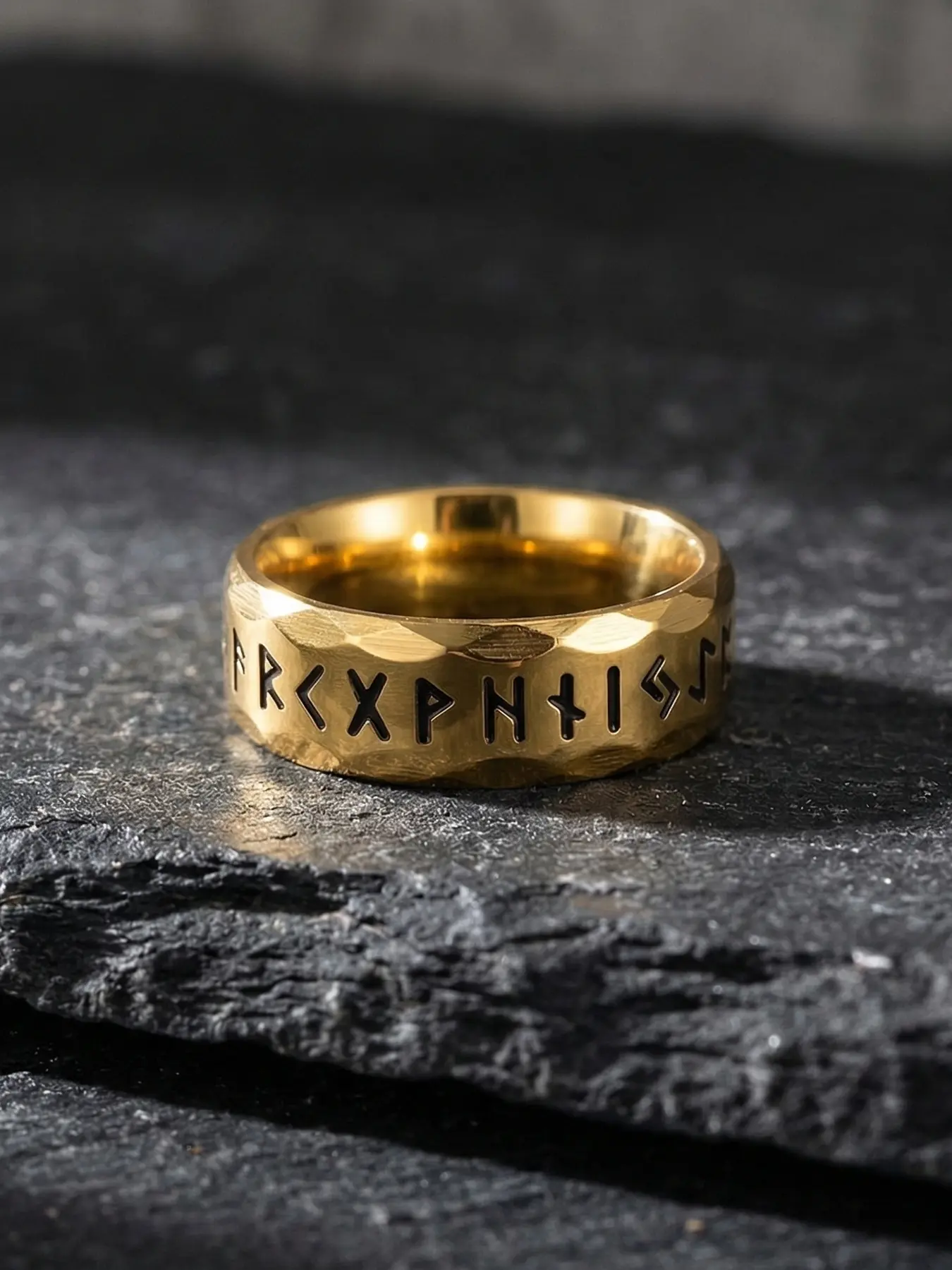 18K Nordic Viking Rune 316 Stainless Steel Ring, Antique Silver Vintage Rings Men's Jewelry / Stainless Steel / Colorfast / Hypoallergenic / Couple / Festival / Party / Ideal Gift Beautiful Rings