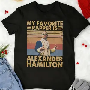 👑 ❀ Alexander Hamilton Vintage T-Shirt, Hamilton Fan Exclusive, Korean Loose Fit Casual Top, Women's Fun Daily Wear, Musical Star Tee, Retro Historical Meme Shirt, Perfect for Broadway Fans & History Buffs