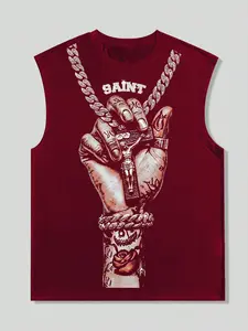 Men Women Graphic Letter Print, Fashion Youth American Streetwear, Casual Fit Hip Hop Rap Top, Trendy Vintage Design, Stylish Tank Tops