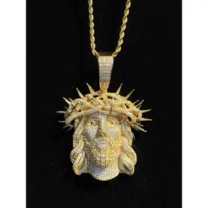 Jesus Design Pendant, Rhinestone Decorated Necklace Pendant for Men, Hip Hop Jewelry for Party, Daily Clothing Decor, Trendy All-match & Exquisite Jewelry for Gift