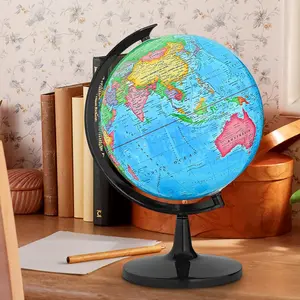 World Globe with Stand, 12" Geography Educational Globe for Students & Teachers, Full Length 19.7 inch 360° Spinning Globe for  Children's Educational Tools & Desk Decorations & Gifts