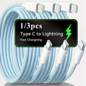 USB C to Lightning Cable [1/3-Pack] Fast Charging Type c to Lightning Cable Nylon Braided Cord Fast Charging for iPhone 13 12 11 Pro Max Xr Xs 8 7 6 Plus and More