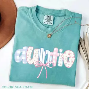 Comfort Colors Auntie Shirt, New Aunt Gift, Aunt Tshirt, Coquette Bow Auntie Shirt, Gift for Aunt Tee, Pregnancy Announcement For Aunt- SoftHype Apparel