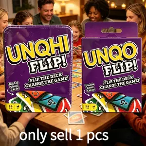 Uno Flip Family Card Game, 112 Cards Portable, Suitable for 10-12 People, Casual Party Board Game, Iron Box Packaging, Higher Quality