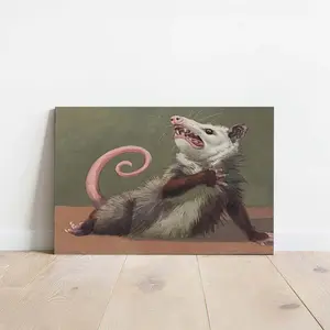 Opossum Funny Poster Canvas Wall Art, Animals Decor, Quirky Wall Decor, Opossum Humor Artwork for Animal Lovers, Funny Gift Idea for Home