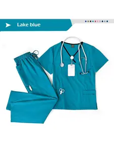 Men’s Clinical Spa Uniform 2-Piece Nurse Scrub Set Beauty Salon Doctor Top Care Jogging Pants Workwear