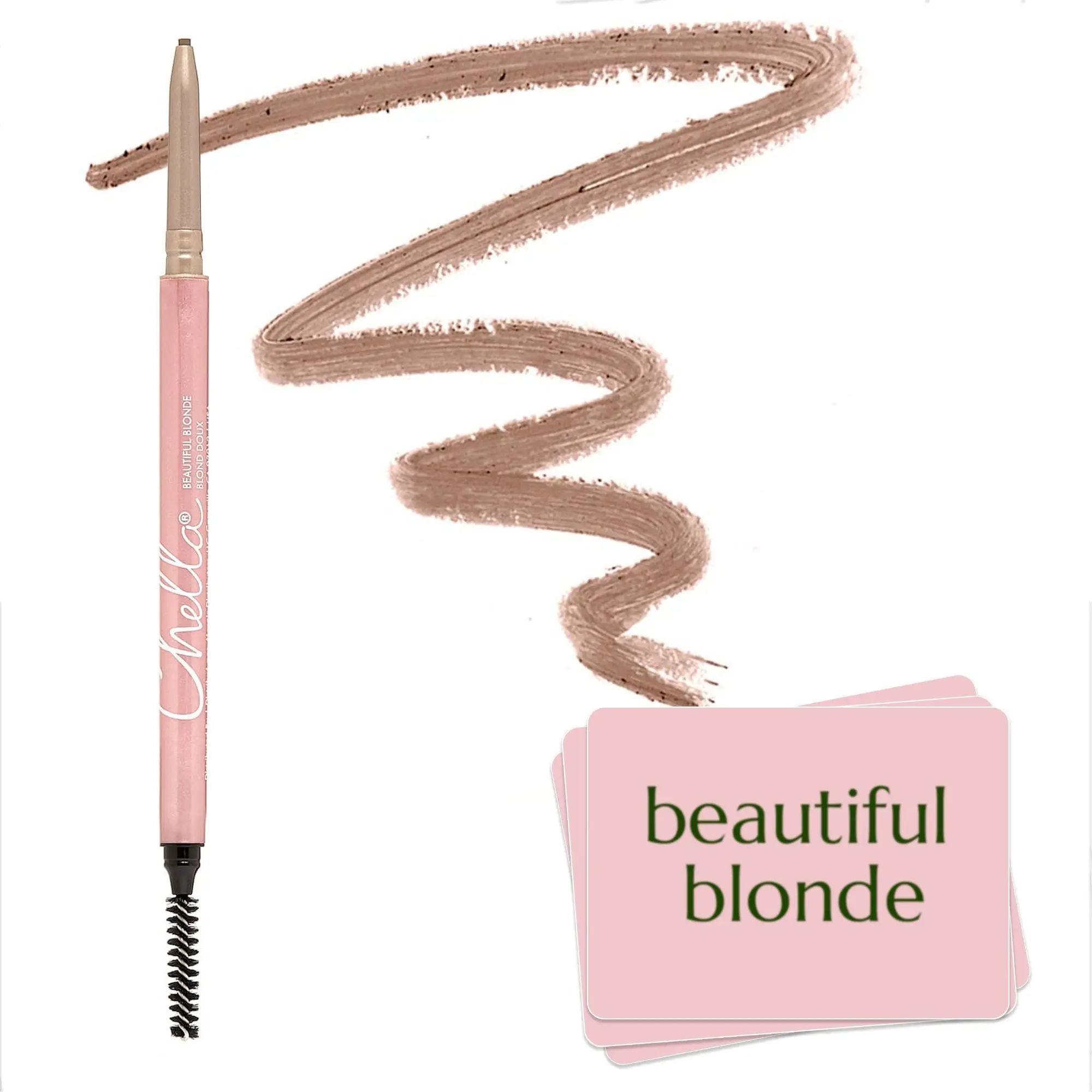 Chella Cosmetic Eyebrow Pencil - Fine-Tipped, Duo Ended Brow Definer for Shaping, Filling & Blending - Long-Wear Medium Brown Eyebrow Makeup Products for Women (Natural Brows)