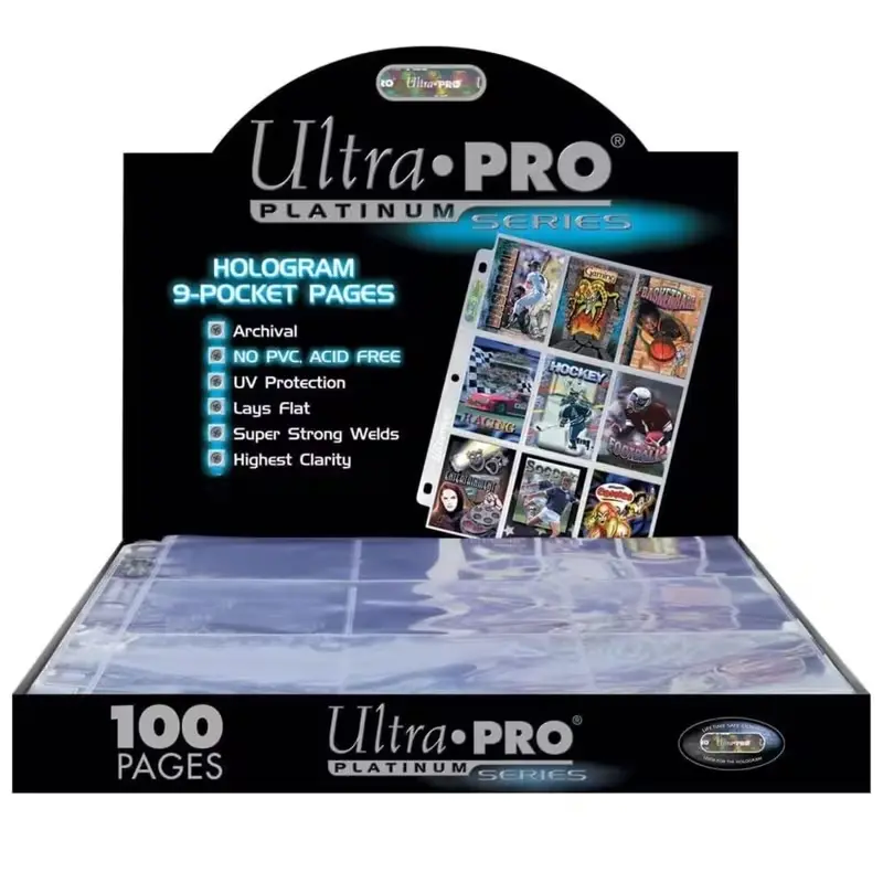 Ultra PRO Platinum Series 9-Pocket Album Pages with Trading Card Dividers - 100 PVC-Free, Acid-Free, UV-Protected Sleeves for Collectible Storage, Card Sleeve Protectors, Game Card Organizer
