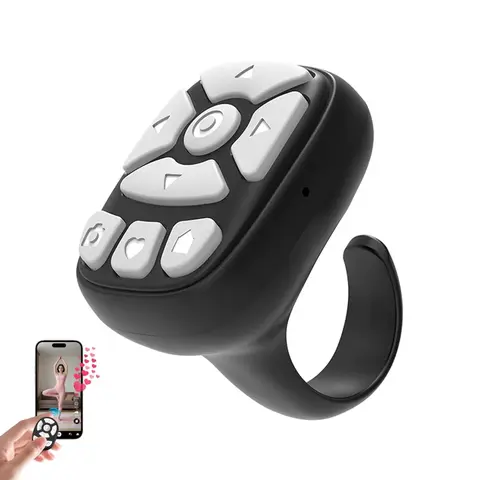 8-Button Wireless Bluetooth Finger Tip Ring Remote Control for Smartphones & Cameras (iOS 15+, Android 8+), Sports & Outdoor Leisure Accessory with Scrolling Control, Touchless Photo Capture, Volume Adjusting, TikTok Liking (Black), 8-Button Finger Tip, 8